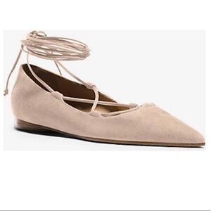 Michael Kors Collection Kallie Suede Lace Up Point Toe Ballet Flat NWOT